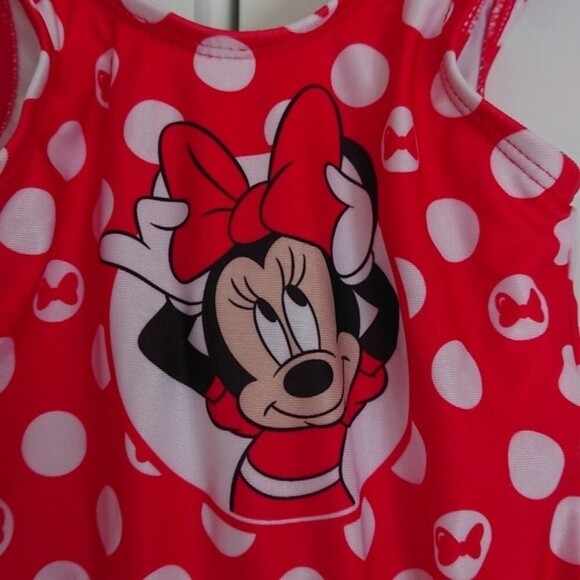 Disney Baby Minnie Mouse One-piece Swimsuit Size 12M Red/White Polka Dot Tutu - Picture 4 of 8